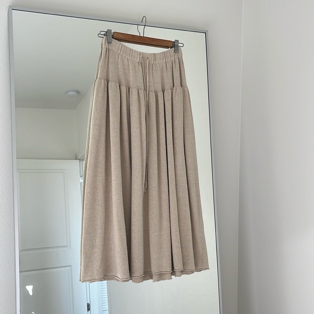 LAUREN MANOOGIAN Tier Skirt in Natural size 1